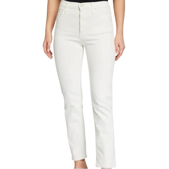 MOTHER “The Tomcat Ankle” White Straight Leg Jeans button fly cotton Blend 31 - Picture 2 of 9